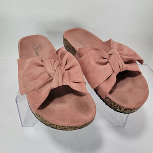 Forever Womens Boutique Slide Sandals‎ Faux Suede Vegan Cute Casual 9 Pink Rose